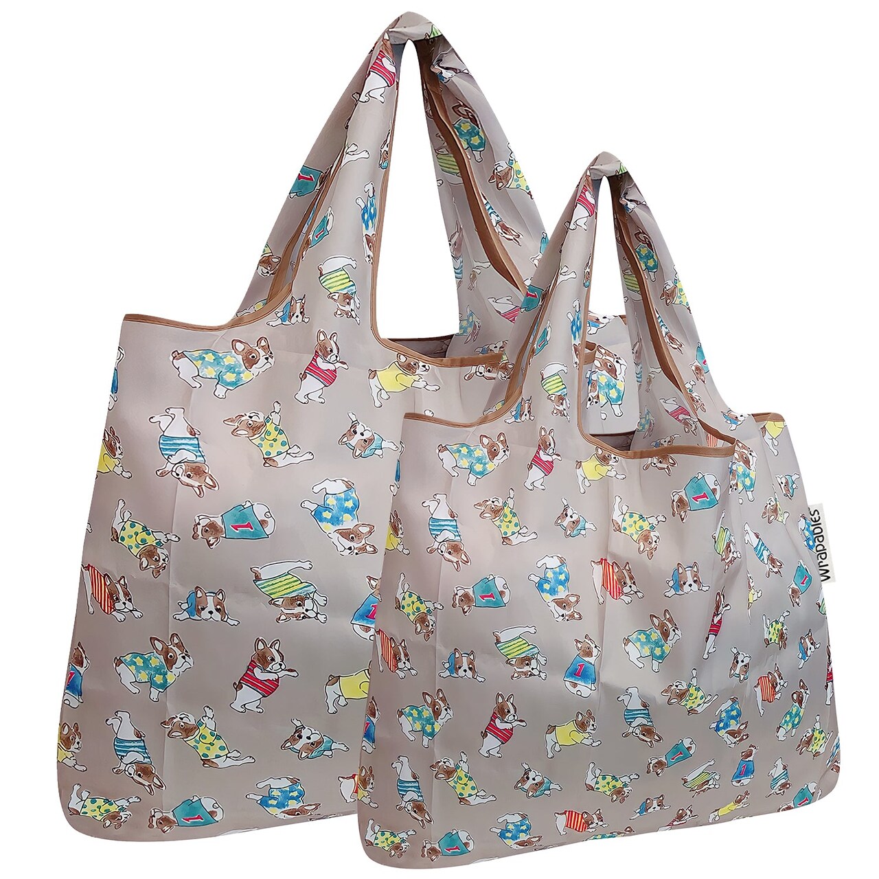Wrapables Large & Small Foldable Tote Nylon Reusable Grocery Bags, Set of 2